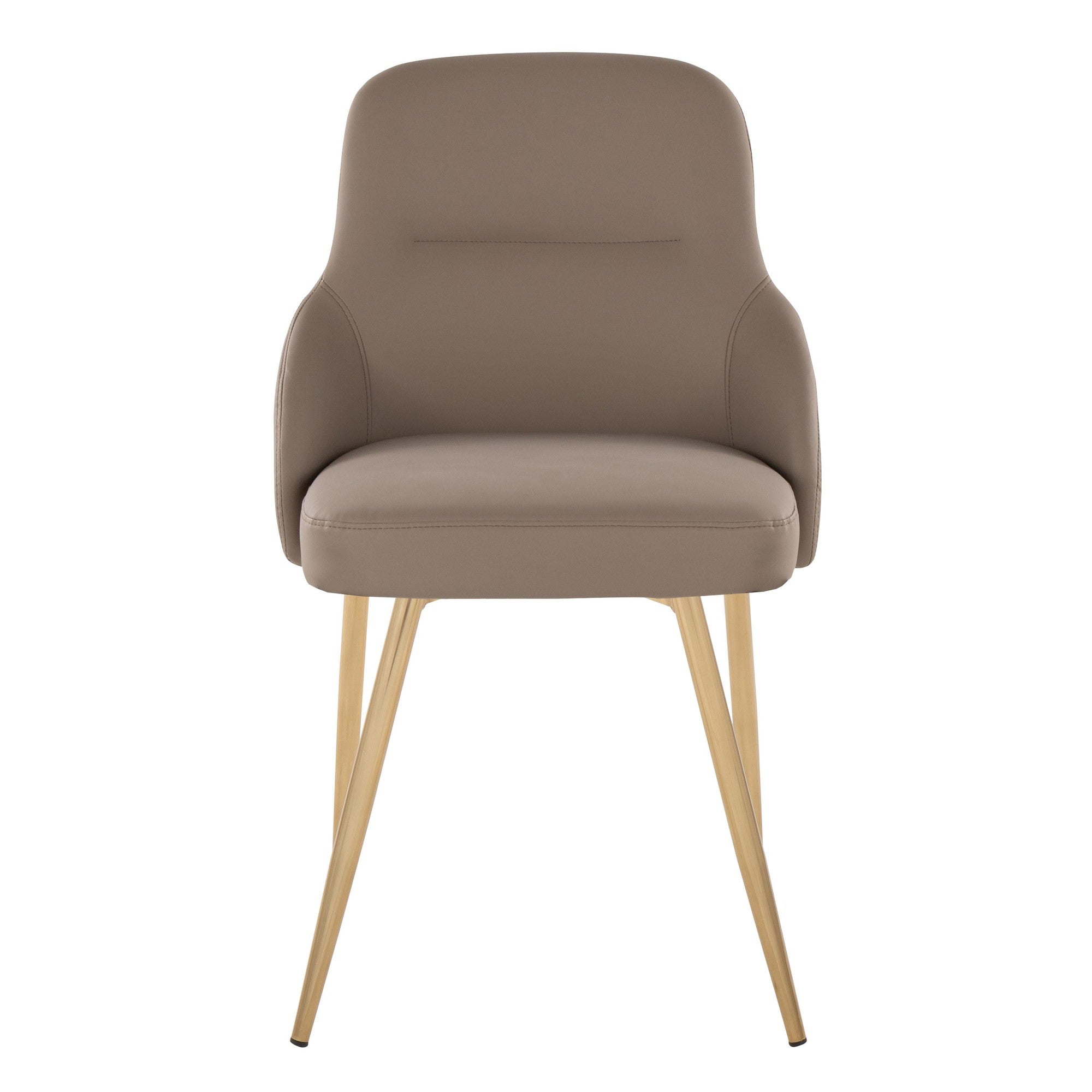 York Upholstered Chair - Set of 2 - Gold Metal, Brown PU