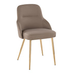 York Upholstered Chair - Set of 2 - Gold Metal, Brown PU