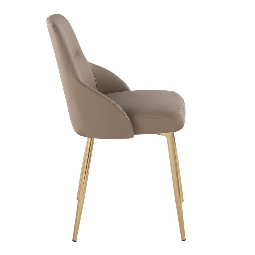 York Upholstered Chair - Set of 2 - Gold Metal, Brown PU