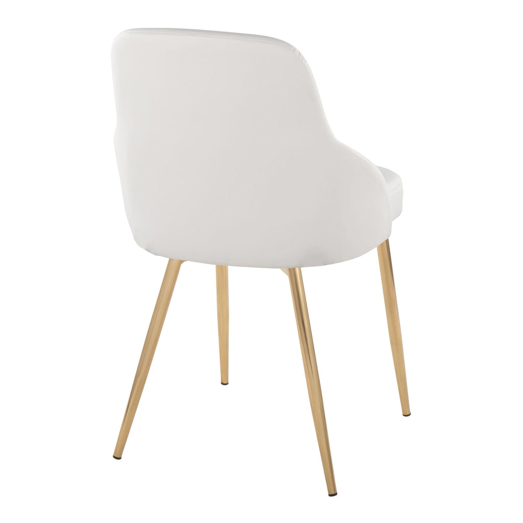 York Upholstered Chair - Set of 2 - Gold Metal, White PU