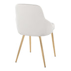 York Upholstered Chair - Set of 2 - Gold Metal, White PU