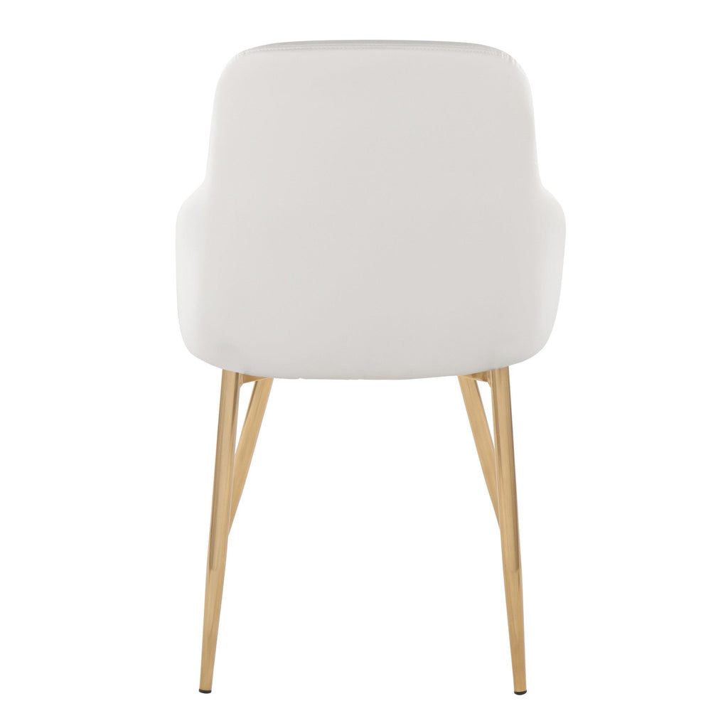 York Upholstered Chair - Set of 2 - Gold Metal, White PU