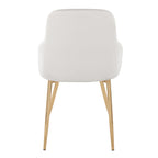 York Upholstered Chair - Set of 2 - Gold Metal, White PU
