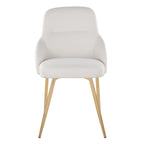York Upholstered Chair - Set of 2 - Gold Metal, White PU