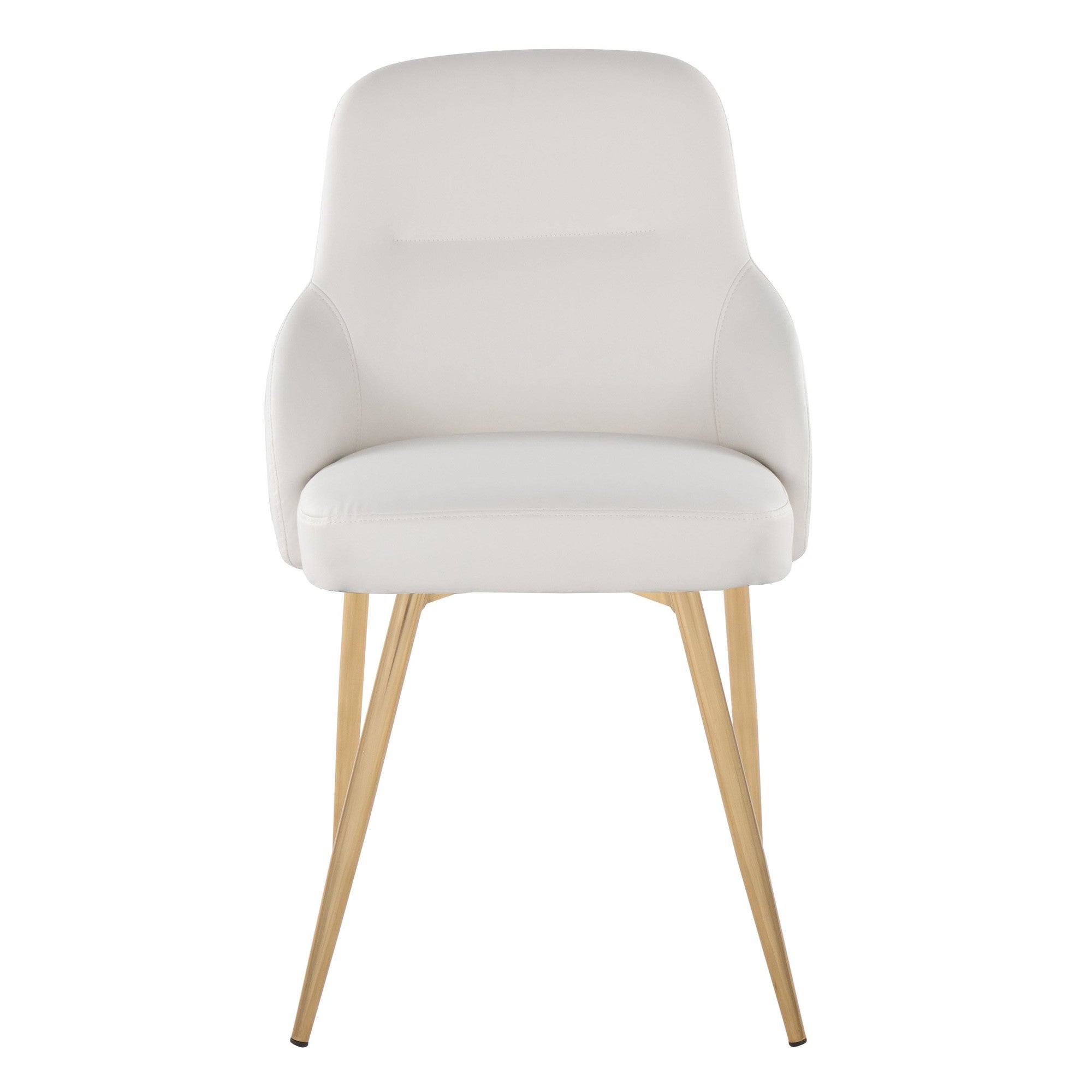 York Upholstered Chair - Set of 2 - Gold Metal, White PU