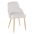 York Upholstered Chair - Set of 2 - Gold Metal, White PU