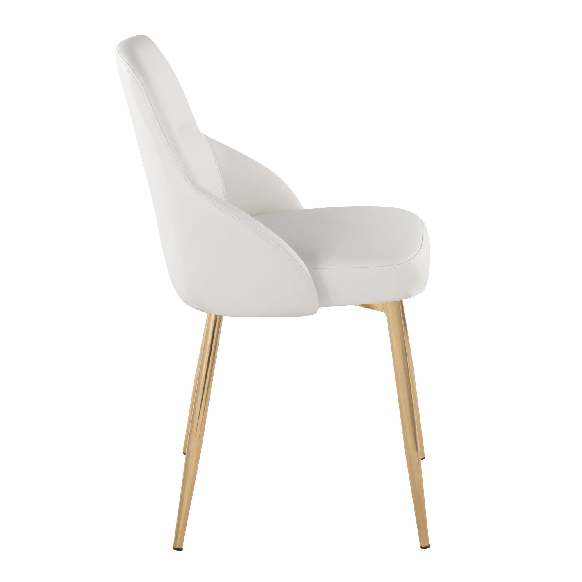 York Upholstered Chair - Set of 2 - Gold Metal, White PU