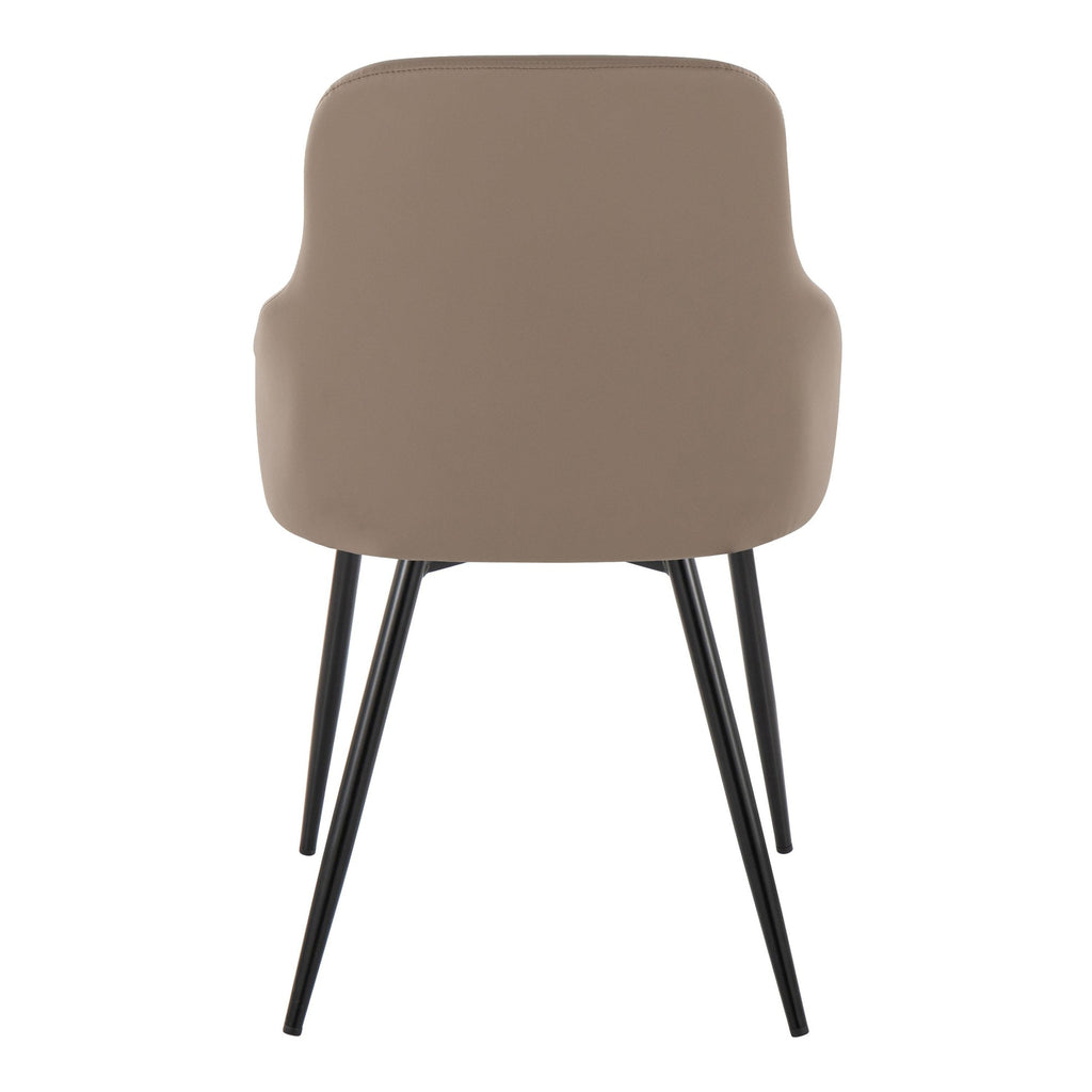 York Upholstered Chair - Set of 2 - Black Metal, Brown PU