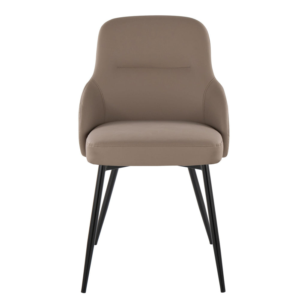 York Upholstered Chair - Set of 2 - Black Metal, Brown PU