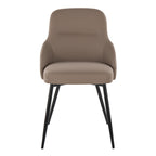 York Upholstered Chair - Set of 2 - Black Metal, Brown PU