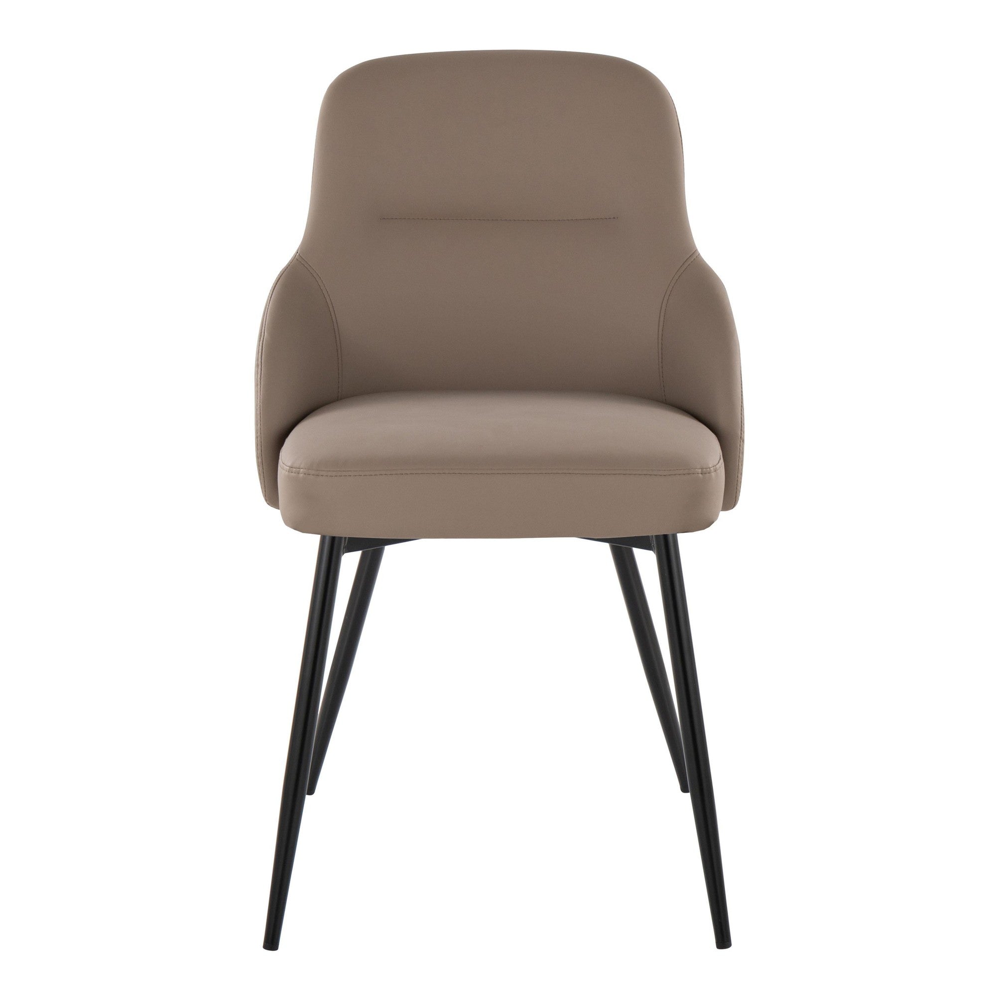 York Upholstered Chair - Set of 2 - Black Metal, Brown PU