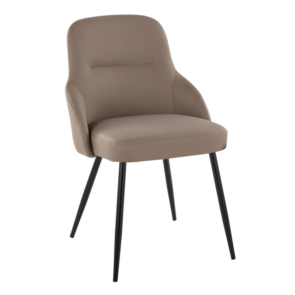York Upholstered Chair - Set of 2 - Black Metal, Brown PU