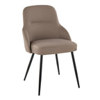 York Upholstered Chair - Set of 2 - Black Metal, Brown PU