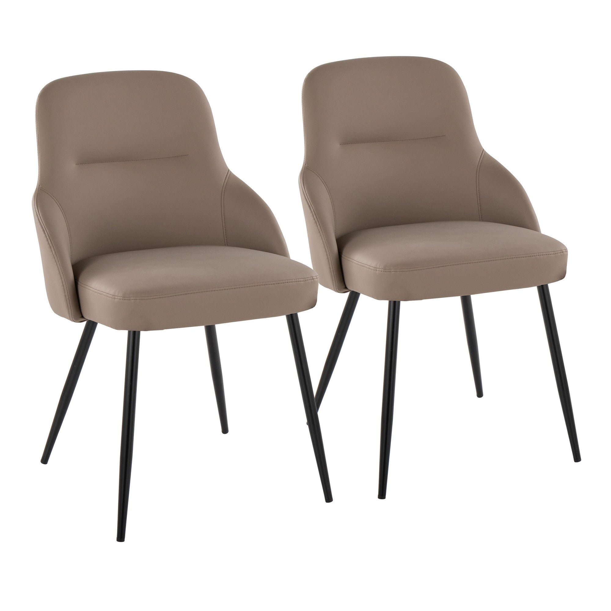 York Upholstered Chair - Set of 2 - Black Metal, Brown PU