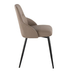 York Upholstered Chair - Set of 2 - Black Metal, Brown PU