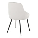 York Upholstered Chair - Set of 2 - Black Metal, White PU