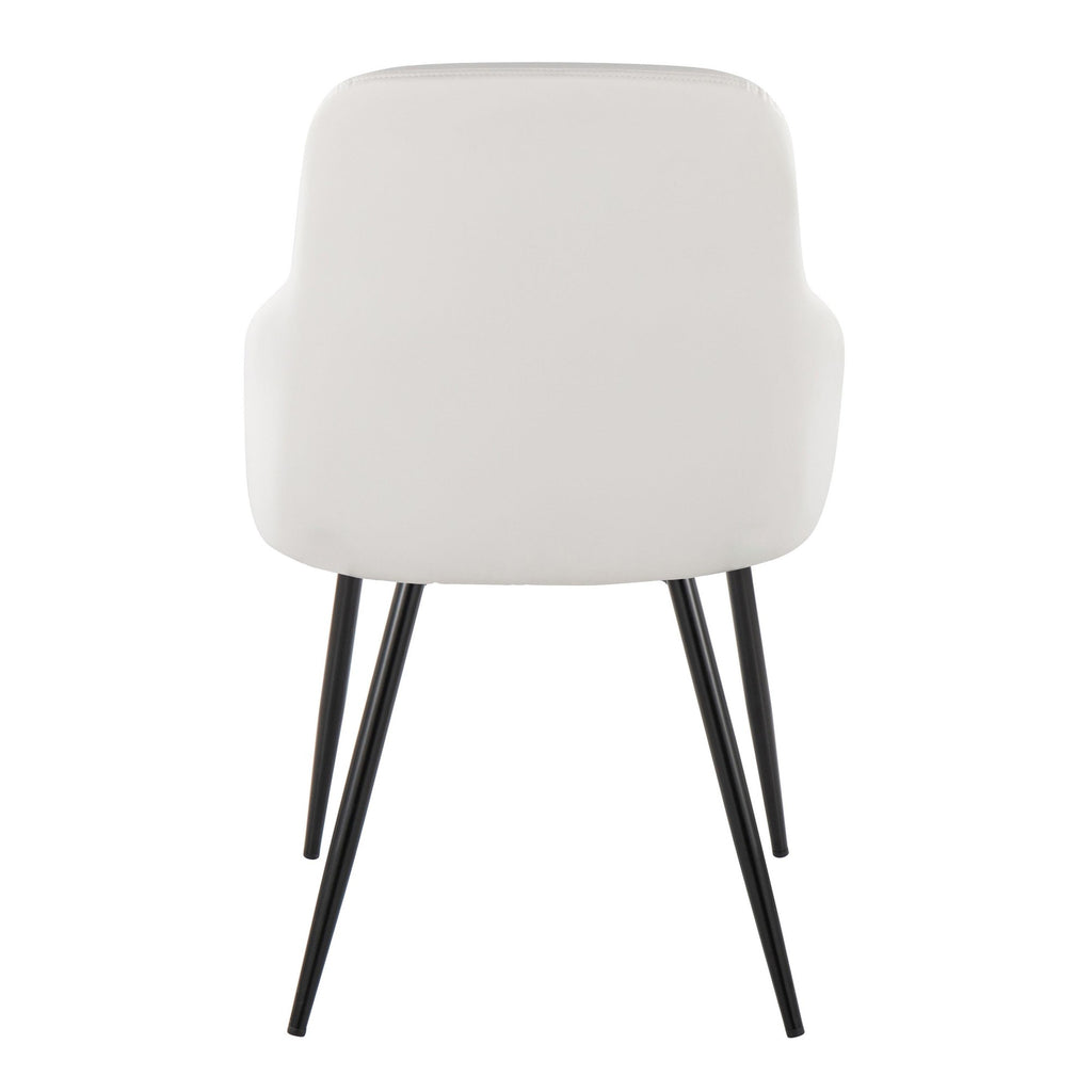 York Upholstered Chair - Set of 2 - Black Metal, White PU