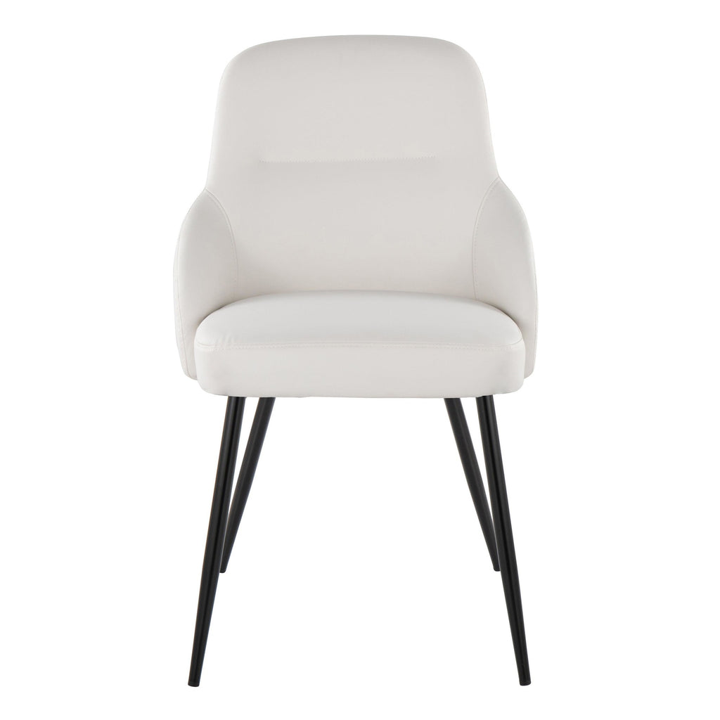 York Upholstered Chair - Set of 2 - Black Metal, White PU