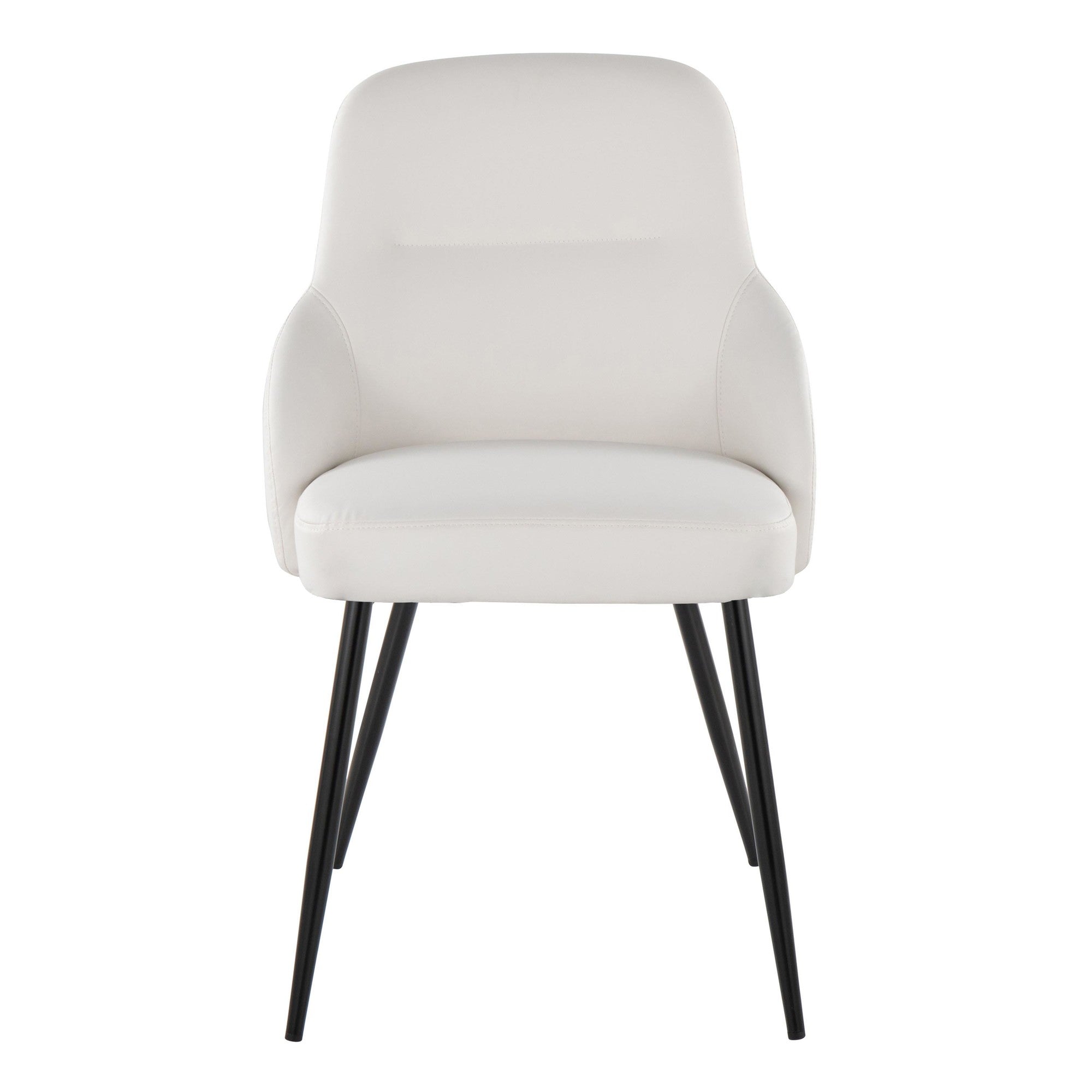 York Upholstered Chair - Set of 2 - Black Metal, White PU