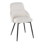 York Upholstered Chair - Set of 2 - Black Metal, White PU