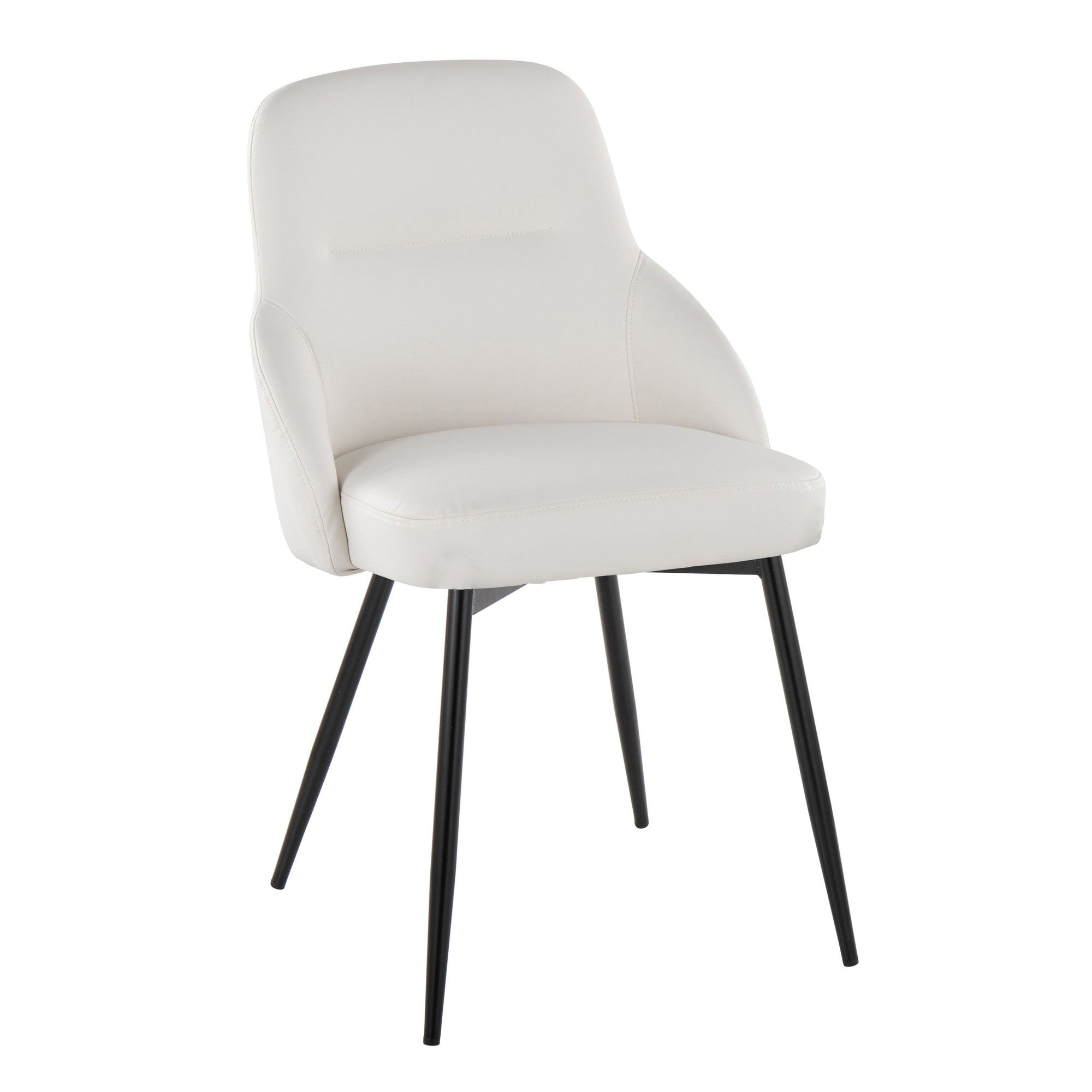 York Upholstered Chair - Set of 2 - Black Metal, White PU