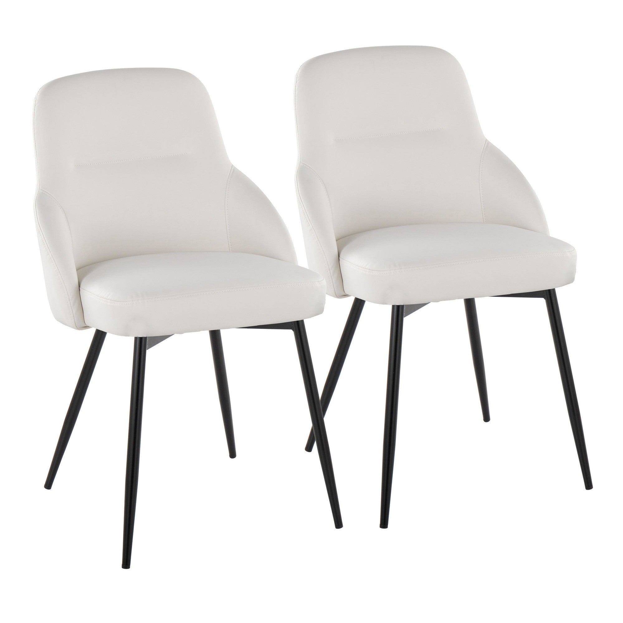 York Upholstered Chair - Set of 2 - Black Metal, White PU