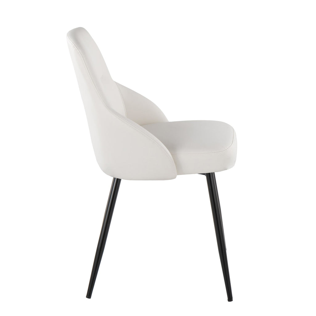 York Upholstered Chair - Set of 2 - Black Metal, White PU