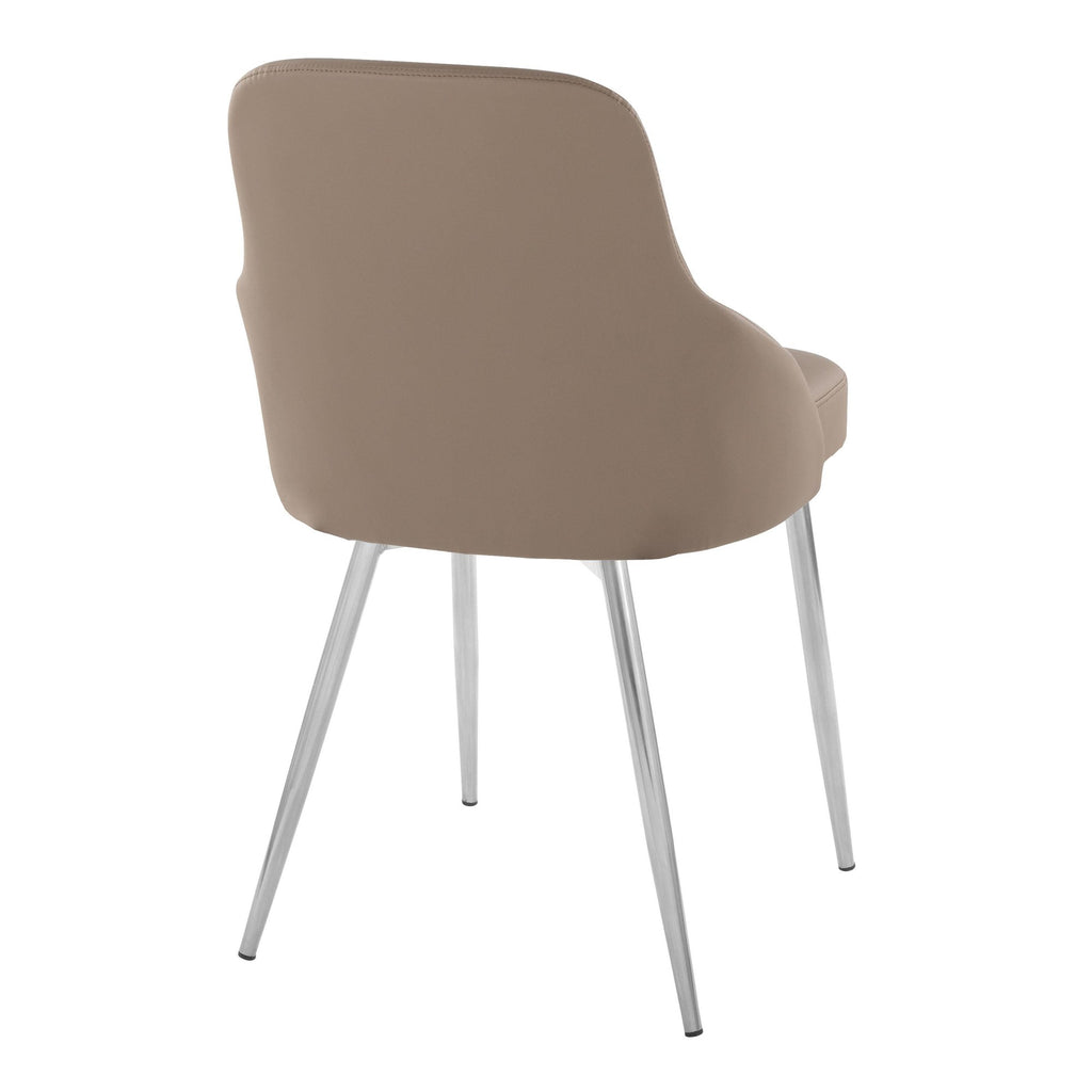 York Upholstered Chair - Set of 2 - Chrome Metal, Brown PU