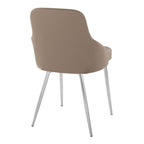 York Upholstered Chair - Set of 2 - Chrome Metal, Brown PU