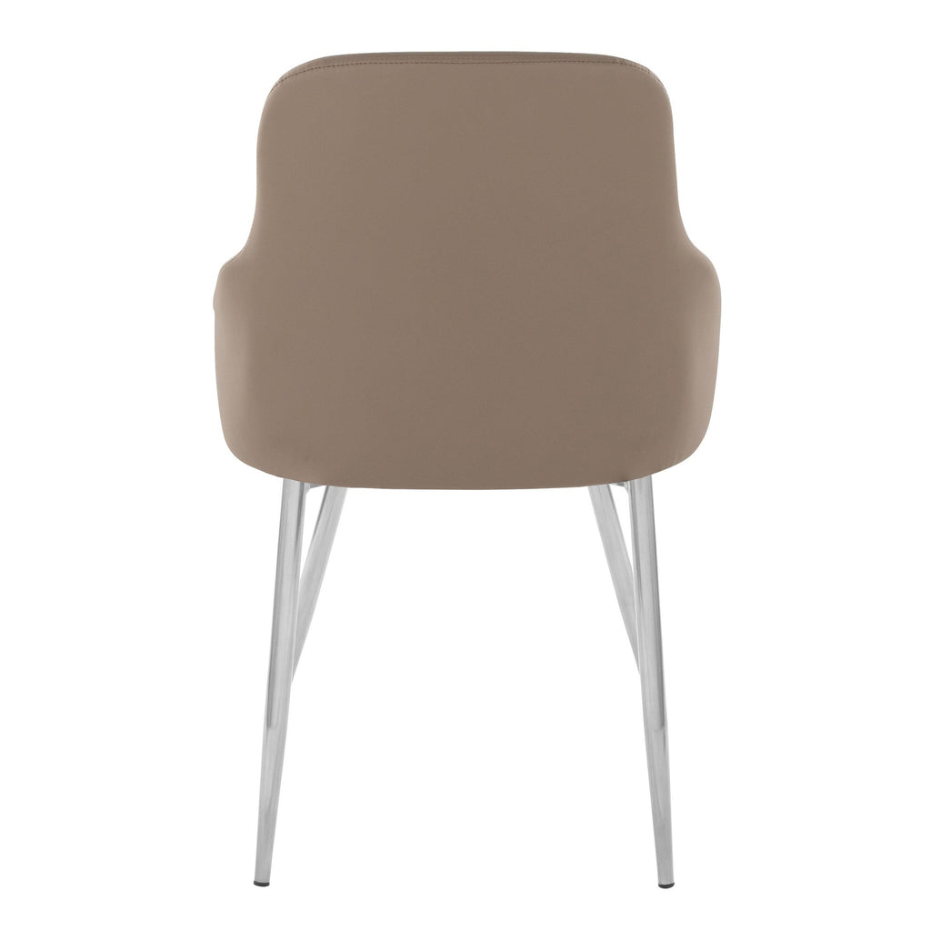 York Upholstered Chair - Set of 2 - Chrome Metal, Brown PU