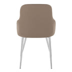 York Upholstered Chair - Set of 2 - Chrome Metal, Brown PU