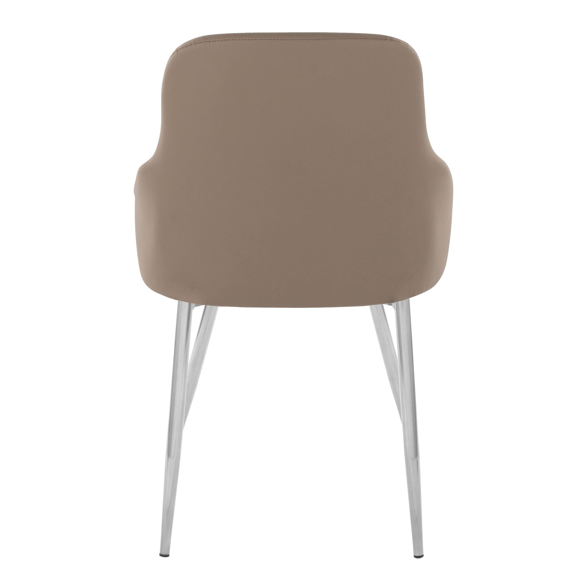 York Upholstered Chair - Set of 2 - Chrome Metal, Brown PU