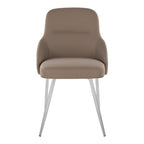 York Upholstered Chair - Set of 2 - Chrome Metal, Brown PU