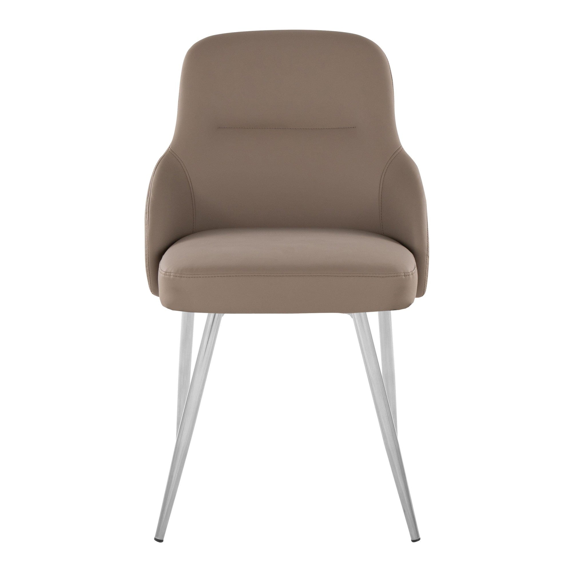 York Upholstered Chair - Set of 2 - Chrome Metal, Brown PU