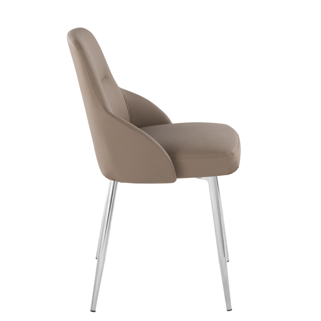 York Upholstered Chair - Set of 2 - Chrome Metal, Brown PU