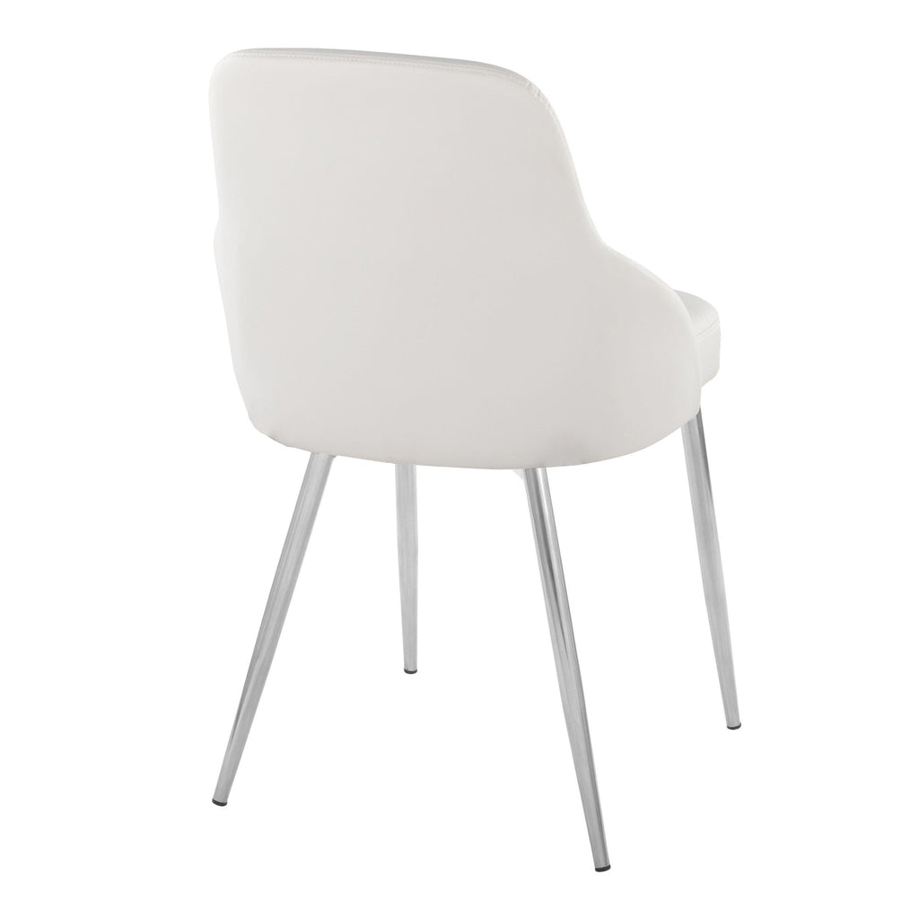 York Upholstered Chair - Set of 2 - Chrome Metal, White PU