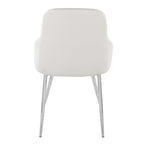 York Upholstered Chair - Set of 2 - Chrome Metal, White PU