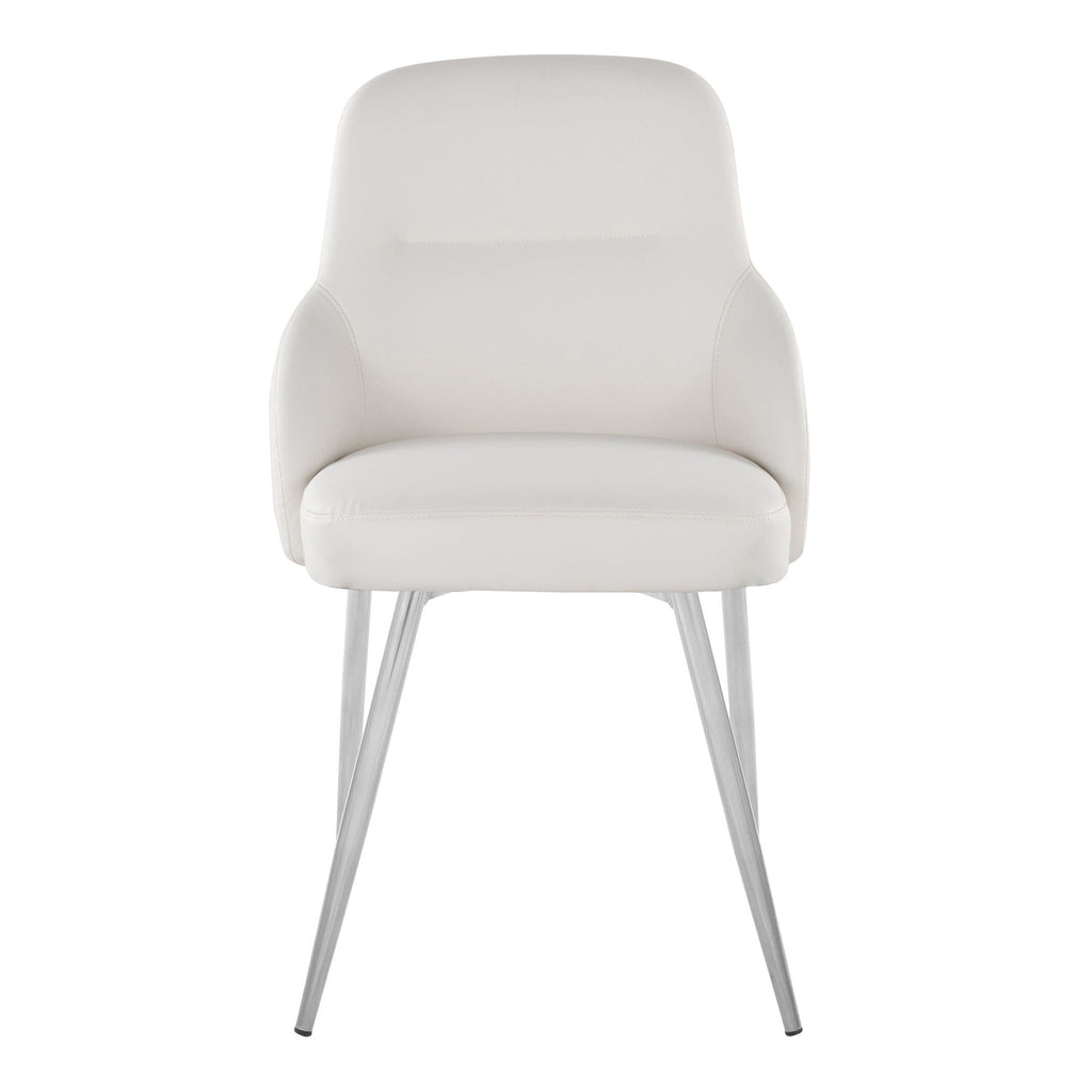 York Upholstered Chair - Set of 2 - Chrome Metal, White PU