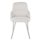 York Upholstered Chair - Set of 2 - Chrome Metal, White PU