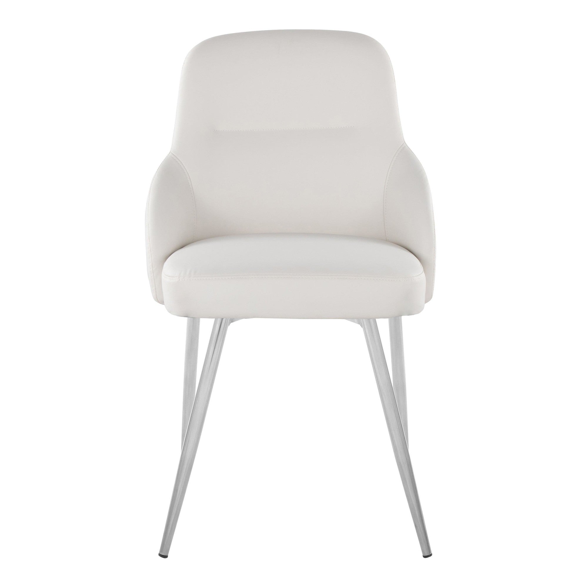 York Upholstered Chair - Set of 2 - Chrome Metal, White PU