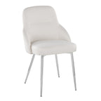 York Upholstered Chair - Set of 2 - Chrome Metal, White PU