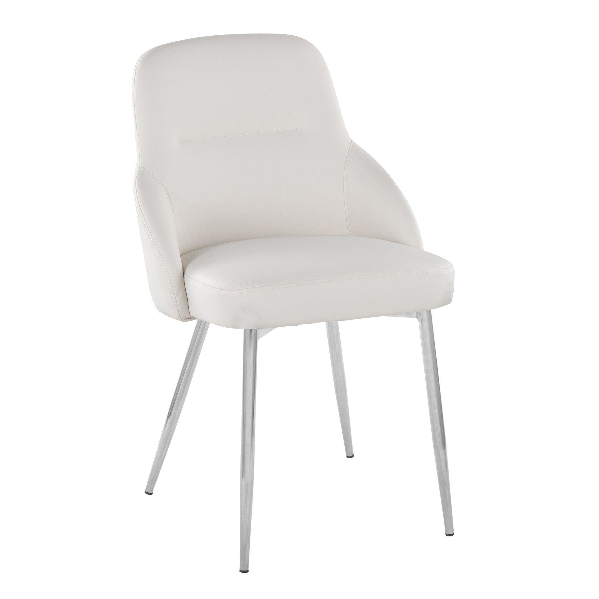 York Upholstered Chair - Set of 2 - Chrome Metal, White PU