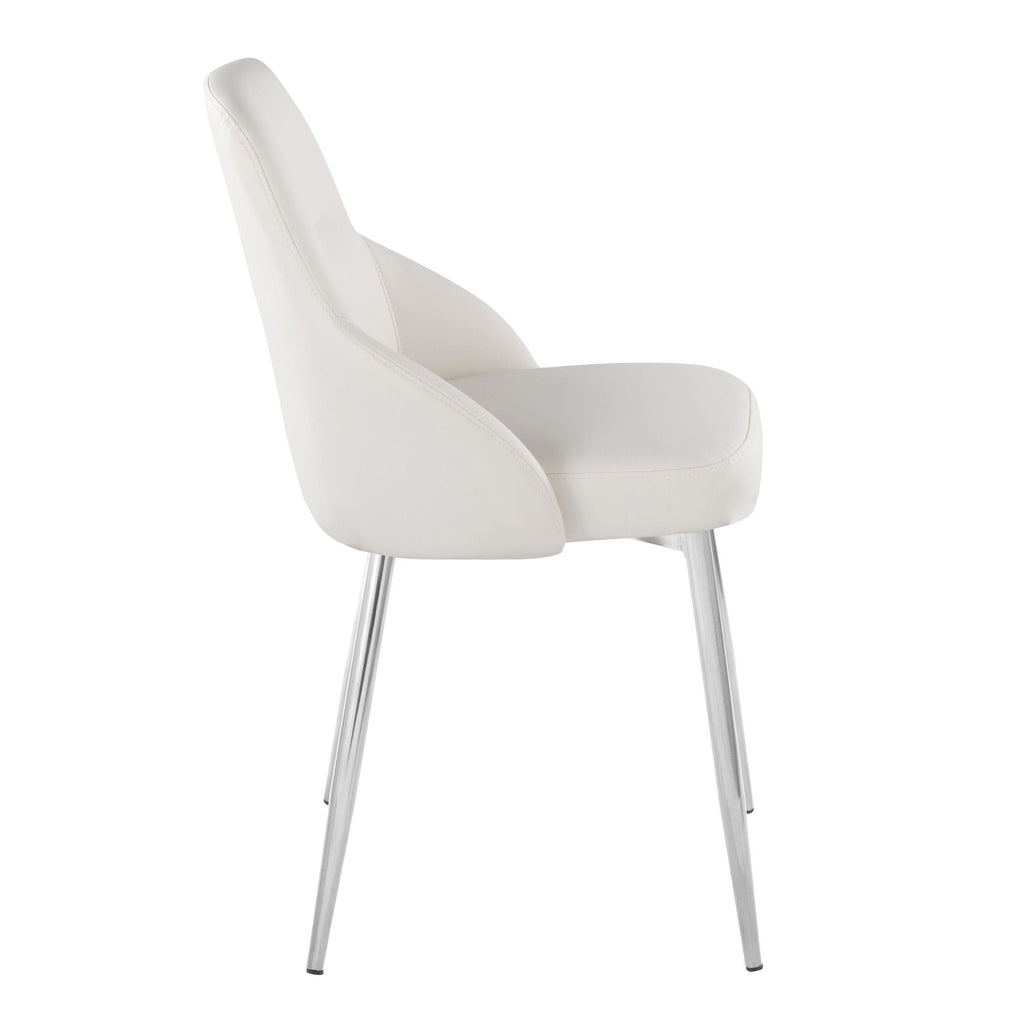 York Upholstered Chair - Set of 2 - Chrome Metal, White PU