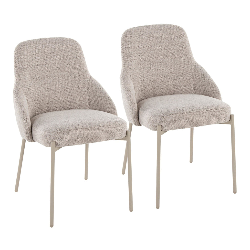 York Upholstered Chair - Set of 2 - Latte Metal, Oatmeal Fabric