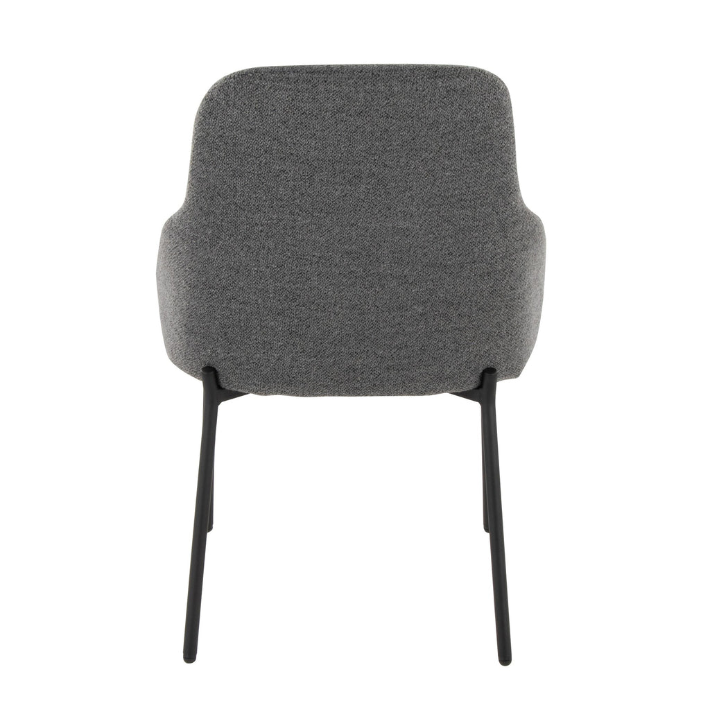 York Upholstered Chair - Set of 2 - Black Metal, Dark Grey Fabric