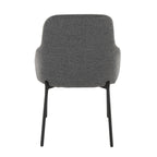 York Upholstered Chair - Set of 2 - Black Metal, Dark Grey Fabric