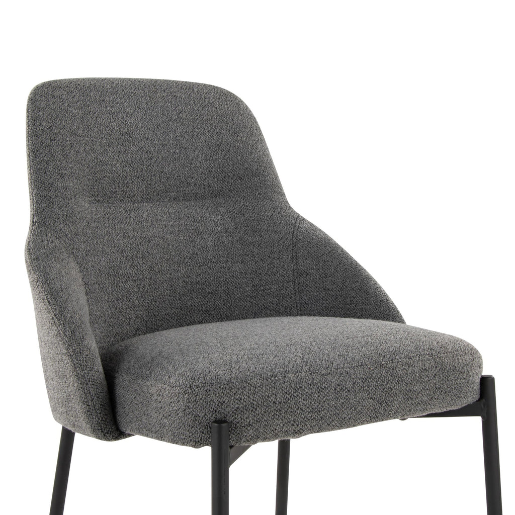 York Upholstered Chair - Set of 2 - Black Metal, Dark Grey Fabric