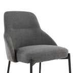 York Upholstered Chair - Set of 2 - Black Metal, Dark Grey Fabric