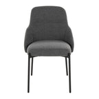 York Upholstered Chair - Set of 2 - Black Metal, Dark Grey Fabric