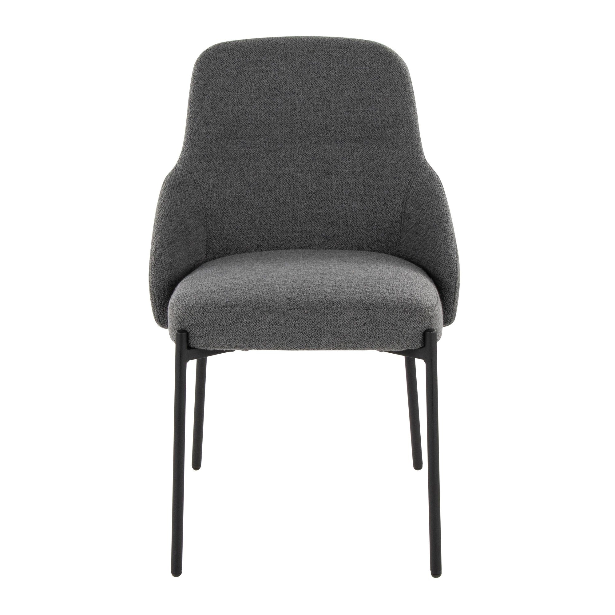 York Upholstered Chair - Set of 2 - Black Metal, Dark Grey Fabric